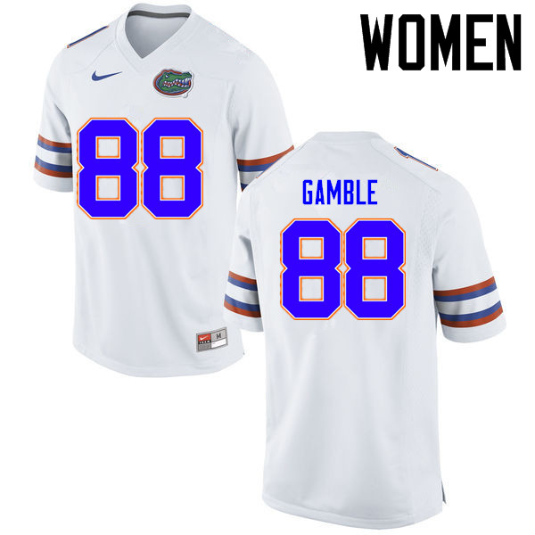 Women Florida Gators #88 Kemore Gamble College Football Jerseys Sale-White
